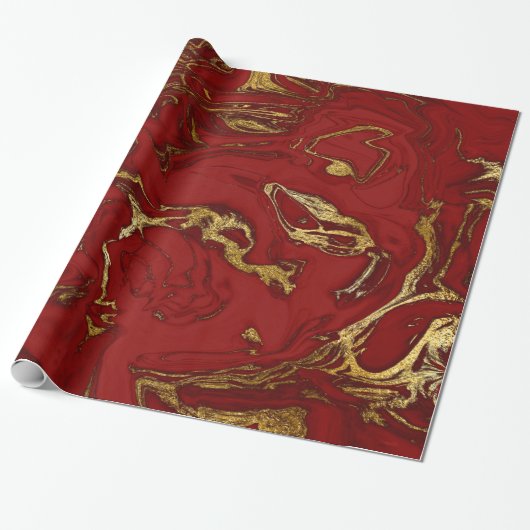 Eleganter moderner Stil aus Gold und rotem Marmor Geschenkpapier (Ungerollt)