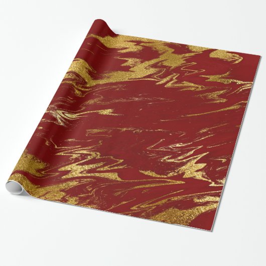 Eleganter moderner Stil aus Gold und rotem Marmor Geschenkpapier (Ungerollt)