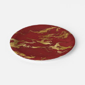Eleganter moderner Stil aus Gold und rotem Marmor Pappteller (Schrägansicht)