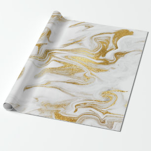 Eleganter moderner Stil aus Gold und weißem Marmo Geschenkpapier