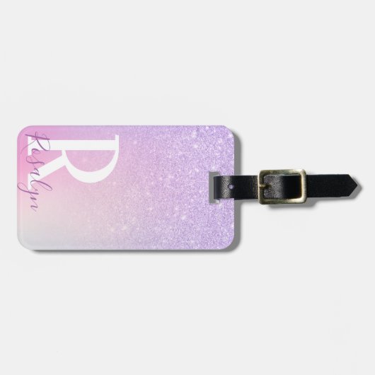 Eleganter, moderner Stil, gürmisch ombre lila Glit Gepäckanhänger (Vorderseite horizontal)
