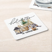 Eleganter moderner Stil mit Drehbuch Watercolor Rechteckiger Pappuntersetzer (angewinkelt)