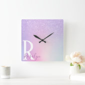 Eleganter, moderner, stilvoller, geistlicher lila quadratische wanduhr (Zuhause)