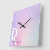 Eleganter, moderner, stilvoller, geistlicher lila quadratische wanduhr (Winkel)