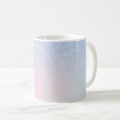 Eleganter, moderner, stilvoller, ombre blauer Glit Kaffeetasse (VorderseiteRechts)