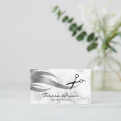 Eleganter moderner, stilvoller Silberschere-Friseu Visitenkarte (Stehend Vorderseite)