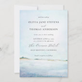 Eleganter moderner Strand mit Wasserfarben Einladung (Vorderseite)