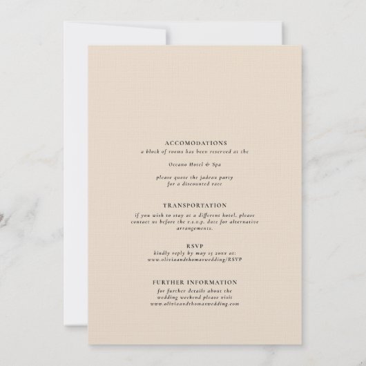 Eleganter moderner Strand mit Wasserfarben Einladung (Rückseite)