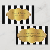 Eleganter, moderner Streifen, Goldrahmen Visitenkarte (Vorne/Hinten)