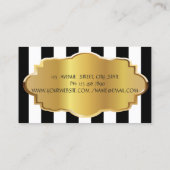 Eleganter, moderner Streifen, Goldrahmen Visitenkarte (Rückseite)