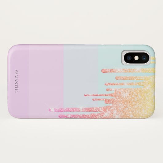 Eleganter, moderner Streifen,Ombre Glitzer Tropfen Case-Mate iPhone Hülle (Rückseite (Horizontal))