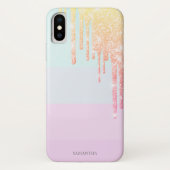 Eleganter, moderner Streifen,Ombre Glitzer Tropfen Case-Mate iPhone Hülle (Rückseite)