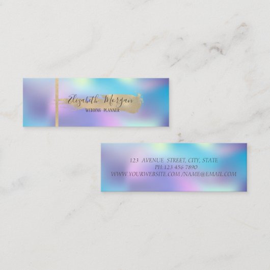 Eleganter moderner Streifen, Pinselstriche hologra Mini Visitenkarte (Vorne/Hinten)
