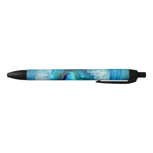 Eleganter, moderner, stylischer, blauer Agate Geod Kugelschreiber (Unterseite)