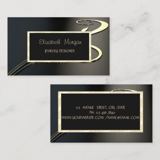 Eleganter, moderner Swirl, Gold-Rahmen-Schmuckdesi Visitenkarte (Vorne/Hinten)