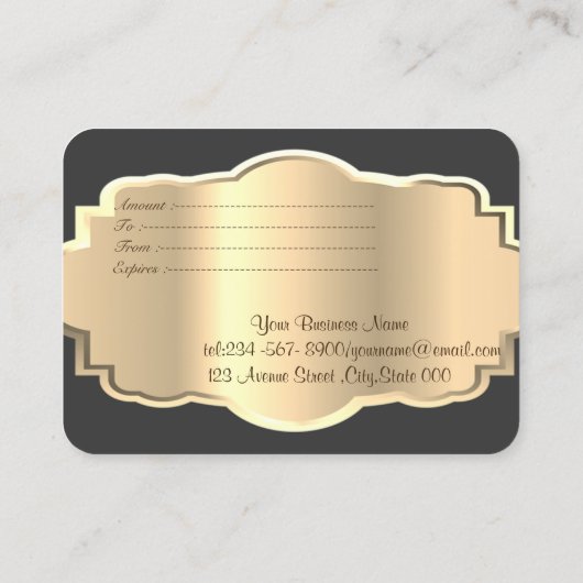 Eleganter moderner Swirl-Goldrahmen Rabattkarte (Rückseite)