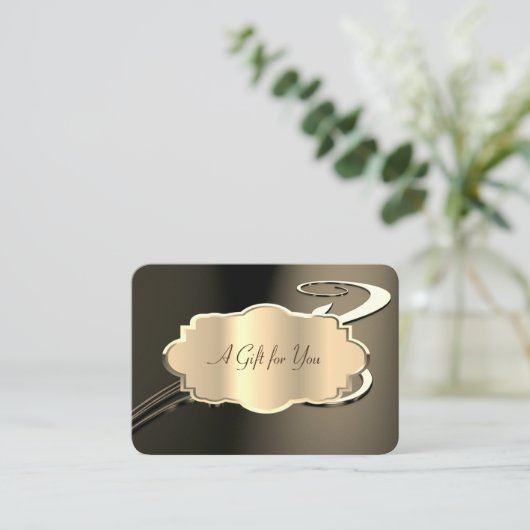 Eleganter moderner Swirl-Goldrahmen Rabattkarte (Stehend Vorderseite)