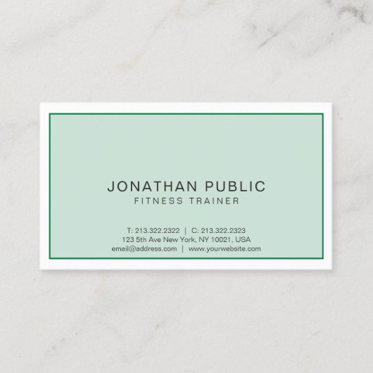 Eleganter, moderner Trainer für Berufliche Fitness Visitenkarte (Vorderseite)
