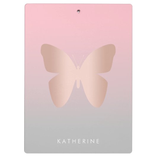 Eleganter moderner, trendiger Goldbutterling aus R Klemmbrett (Rückseite)