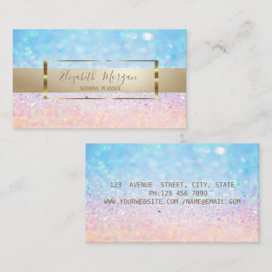 Eleganter moderner Trendy Bokeh Ombre, Goldrahmen Visitenkarte (Vorne/Hinten)