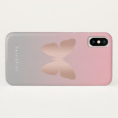 Eleganter moderner trendy Rosengoldschmetterling Case-Mate iPhone Hülle (Rückseite (Horizontal))