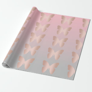Eleganter moderner trendy Rosengoldschmetterling Geschenkpapier
