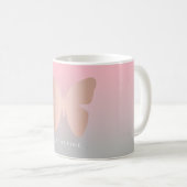 Eleganter moderner trendy Rosengoldschmetterling Kaffeetasse (VorderseiteRechts)