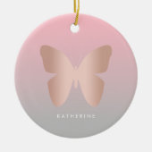 Eleganter moderner trendy Rosengoldschmetterling Keramik Ornament (Vorne)