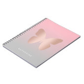 Eleganter moderner trendy Rosengoldschmetterling Notizblock (Linke Seite)