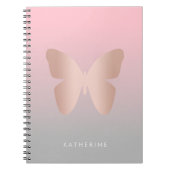 Eleganter moderner trendy Rosengoldschmetterling Notizblock (Vorderseite)