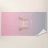 Eleganter moderner trendy Rosengoldschmetterling Strandtuch (Vorderseite)