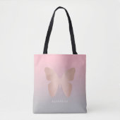Eleganter moderner trendy Rosengoldschmetterling Tasche (Vorderseite)
