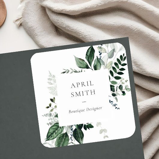 Eleganter, moderner, tropischer Blattfuß Quadratischer Aufkleber