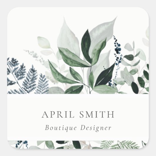 Eleganter, moderner, tropischer Blattfuß Quadratischer Aufkleber (Vorderseite)