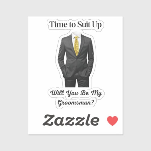 eleganter, moderner Tuxedo-Trauzeuge Aufkleber (Blatt)