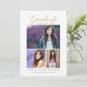 Eleganter, moderner, vergoldeter abstrakter Abschl Einladung (Stehend Vorderseite)