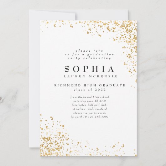 Eleganter, moderner, vergoldeter abstrakter Abschl Einladung (Rückseite)