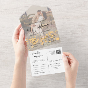 Eleganter Moderner Verona Sonnenuntergangs-Bogen Q All In One Einladung