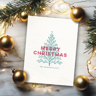 Eleganter moderner vintage fröhlicher Weihnachtsba Feiertagspostkarte