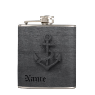 Eleganter moderner Vintager Anker nautisch Flachmann