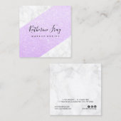 Eleganter, moderner violetter Glitzer mit weißem M Quadratische Visitenkarte (Vorne/Hinten)
