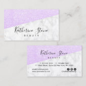 Eleganter moderner violetter Glitzer und weißer Ma Visitenkarte (Vorne/Hinten)