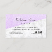 Eleganter moderner violetter Glitzer und weißer Ma Visitenkarte (Rückseite)