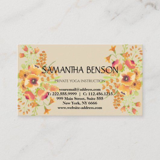 Eleganter moderner Wasserfarben-Illustrationsyoga Visitenkarte (Vorderseite)