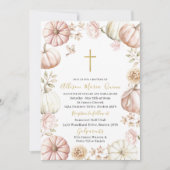 Eleganter moderner Wasserfarben Pink Floral Pumpki Einladung (Vorderseite)