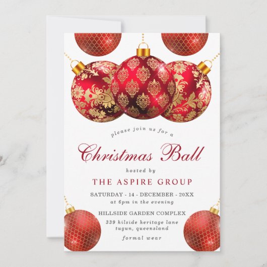 Eleganter moderner Weihnachtsball oder Party Einladung (Vorderseite)