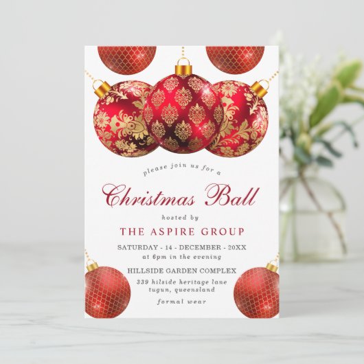 Eleganter moderner Weihnachtsball oder Party Einladung (Stehend Vorderseite)