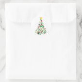Eleganter Moderner Weihnachtsbaum Illustration Runder Aufkleber (Tasche)