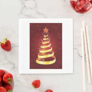 Eleganter moderner Weihnachtsbaum mit goldenem Ban Serviette