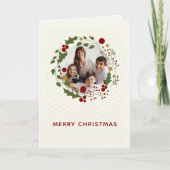 Eleganter Moderner Weihnachtskranz Feiertagskarte (Vorderseite)